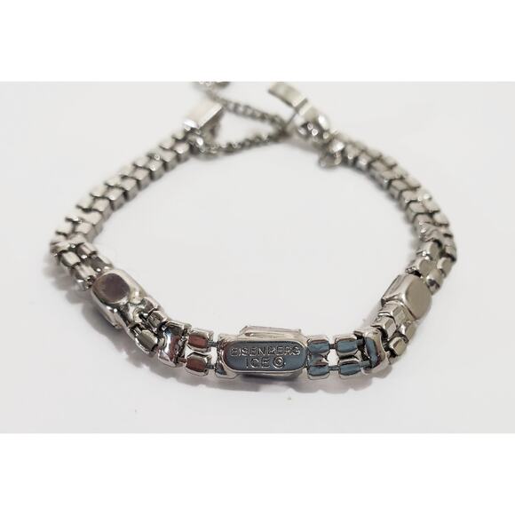 Vintage Eisenberg Ice Clear & Black Rhinestone Bracelet 7" Safety Chain - Picture 5 of 7